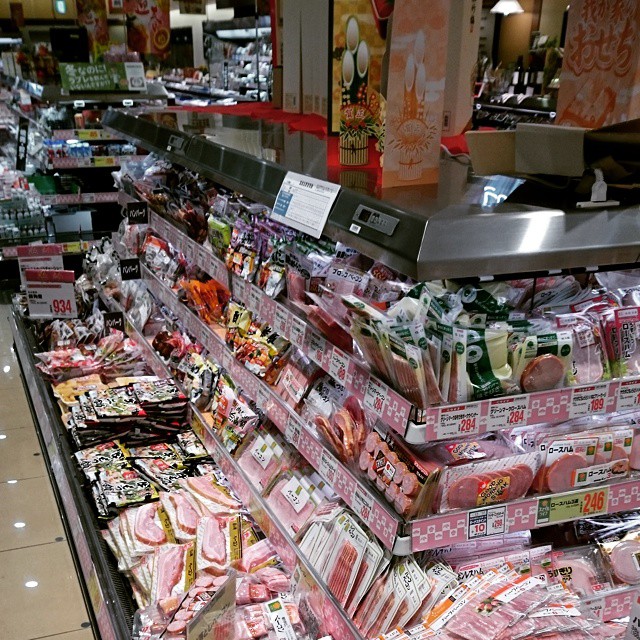 meat on display in a supermarket store for sale