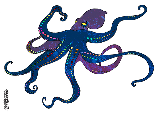 an octo has several small dots all over its body