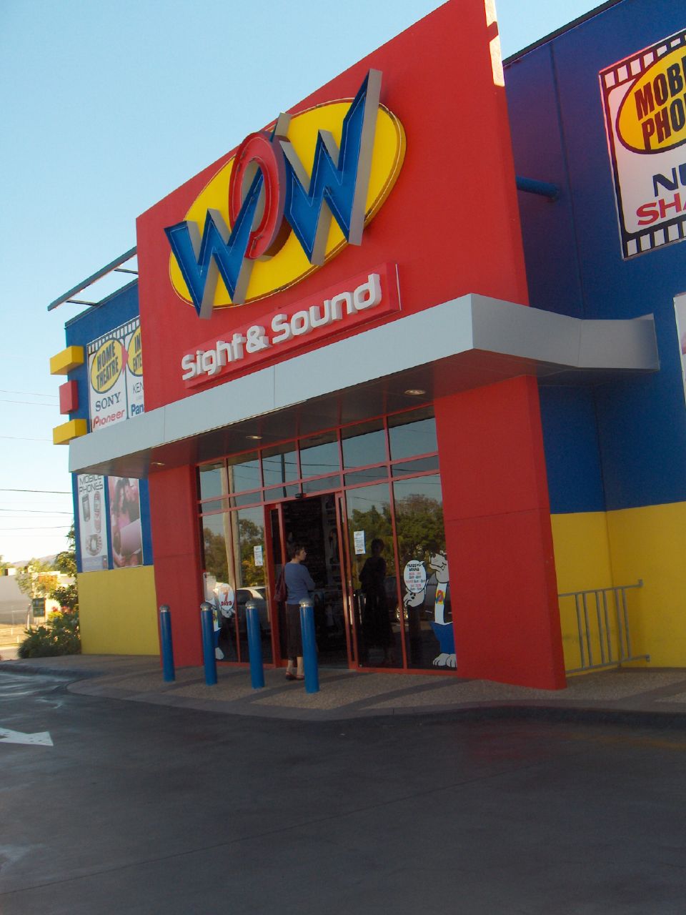 a w e store is shown with the doors open