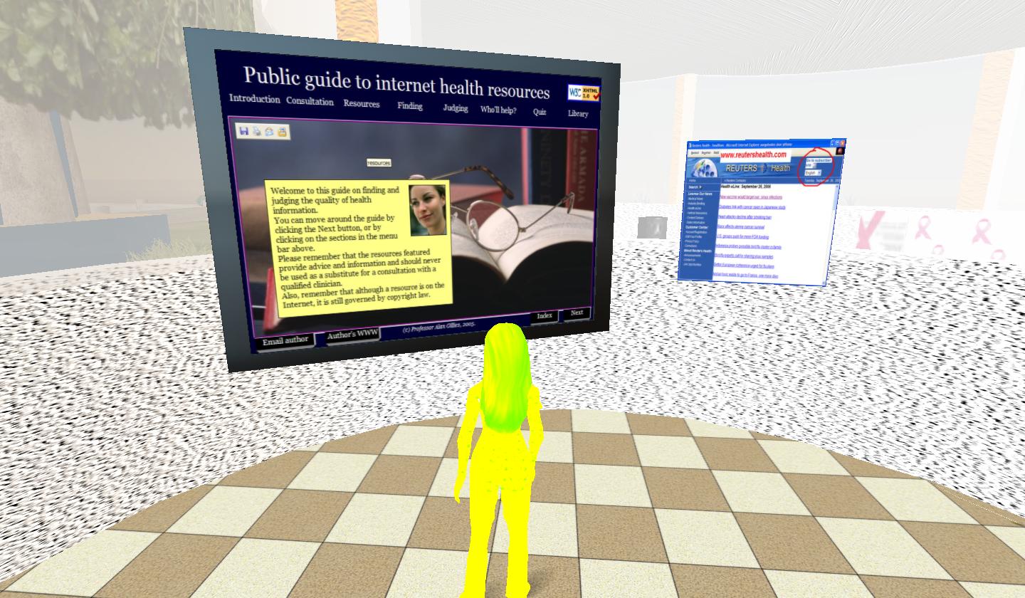 a yellow man in front of a computer monitor