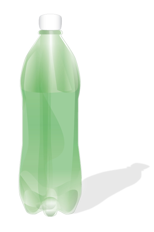 a bottle is sitting on the ground, with only one empty liquid