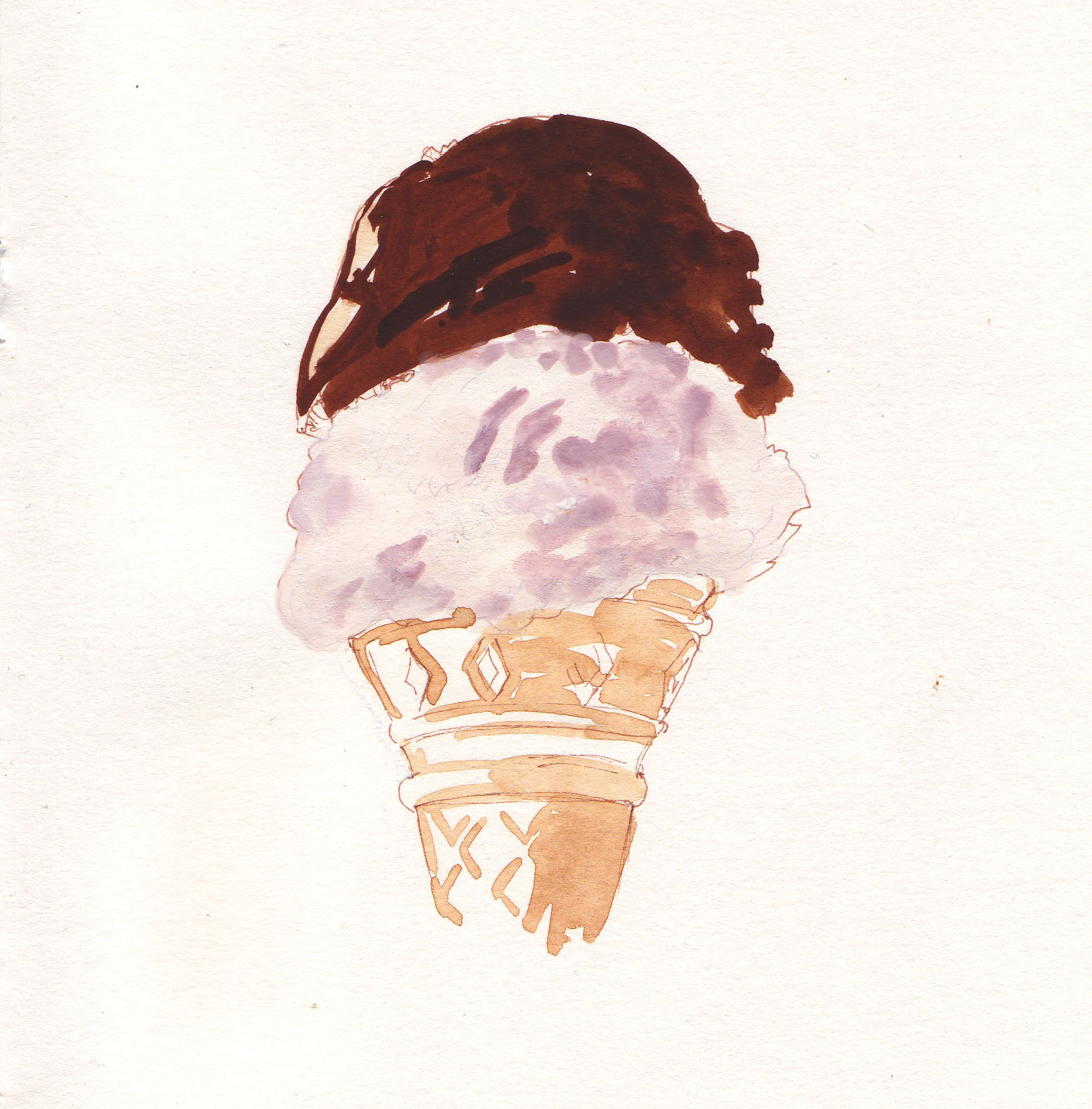 this is an art image of an ice cream cone with chocolate