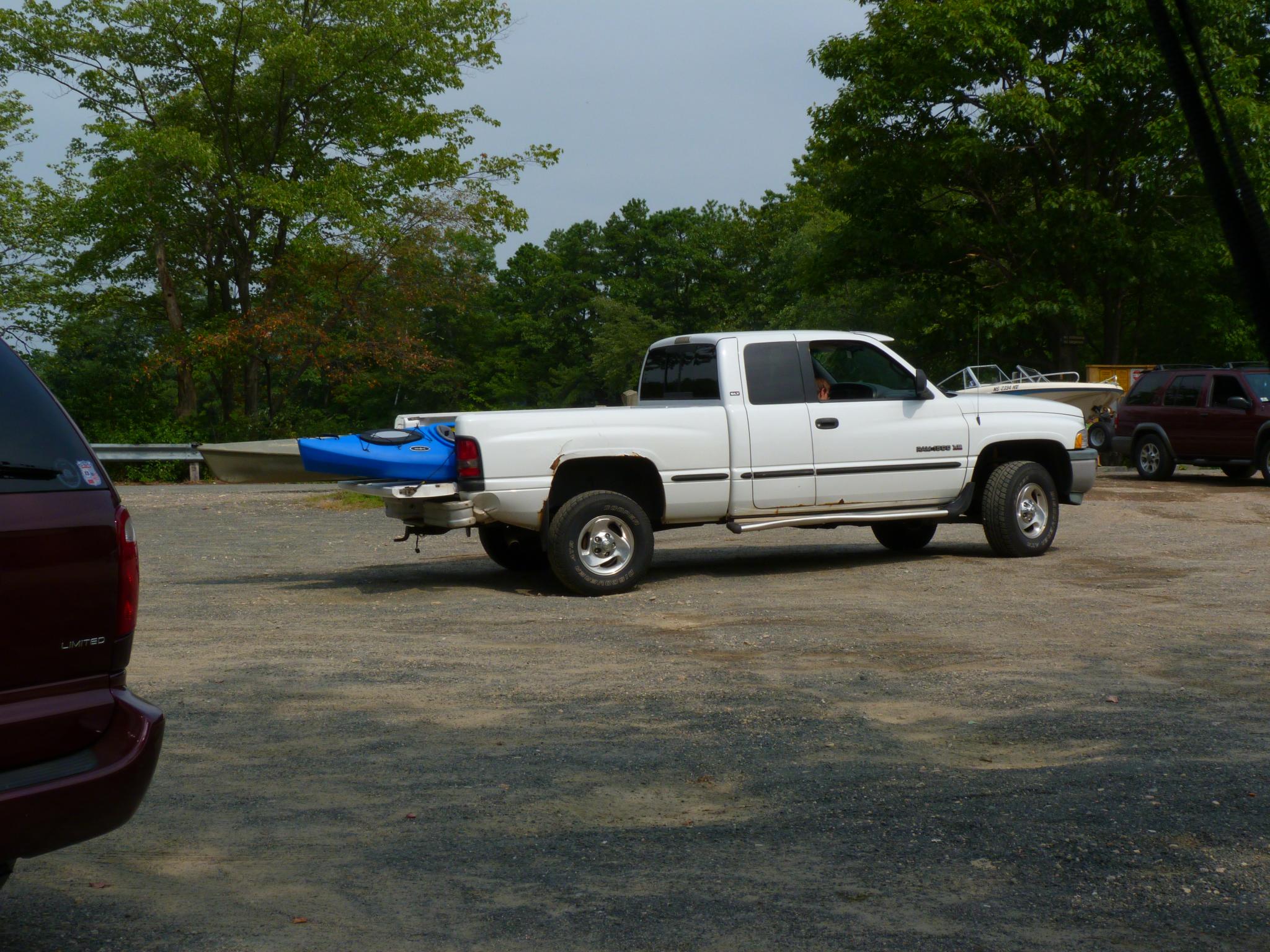 the pickup truck is sitting in the parking lot