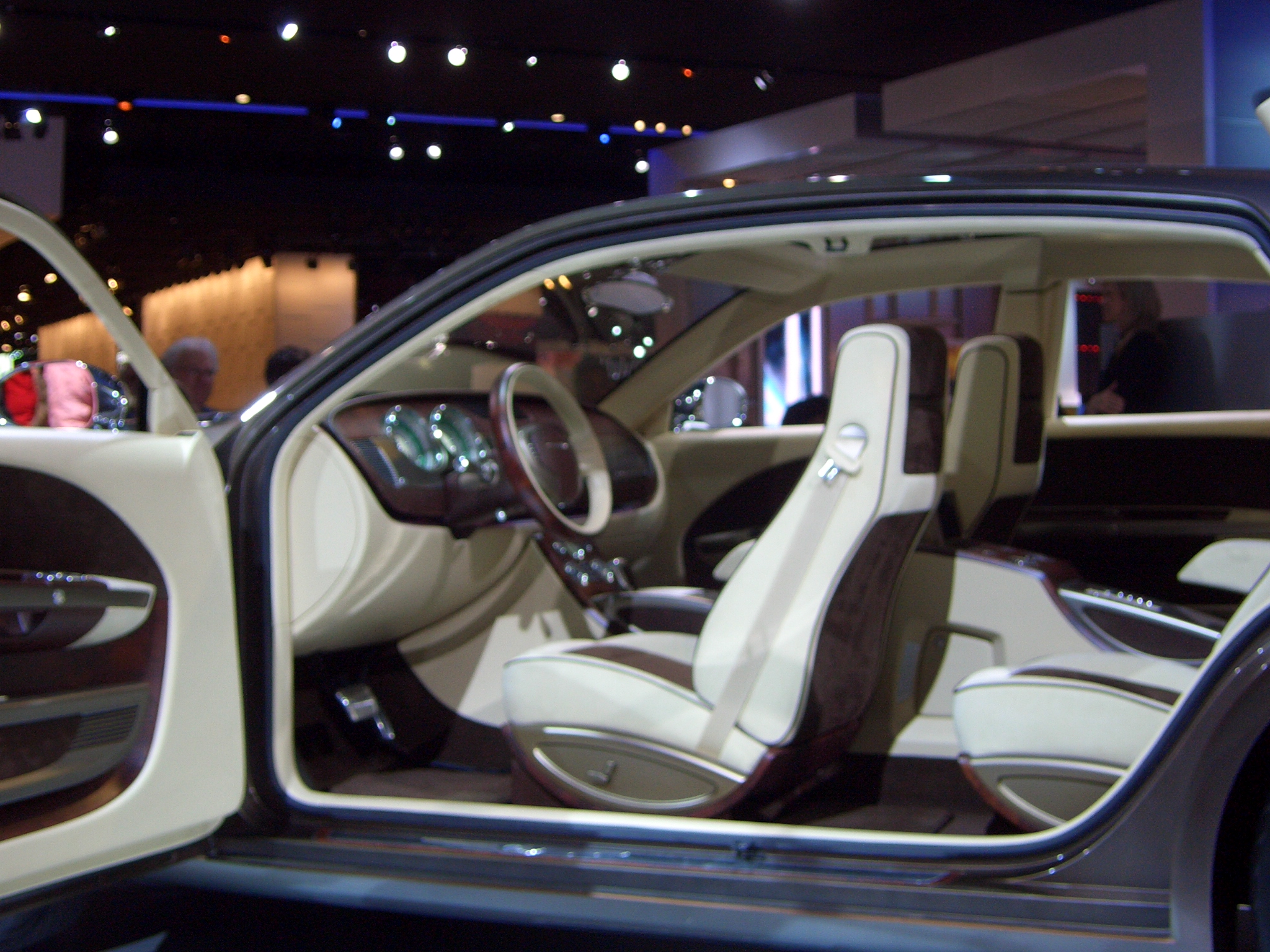 an interior view of a car that has its doors open
