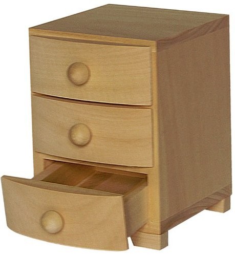 a small wooden cabinet with two drawers