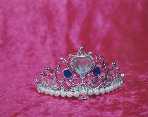 there is a crown on the pink velvet floor