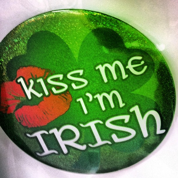 a on with a kiss me i'm irish print on it