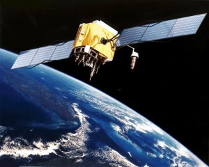 an artist's rendering of a satellite in orbit