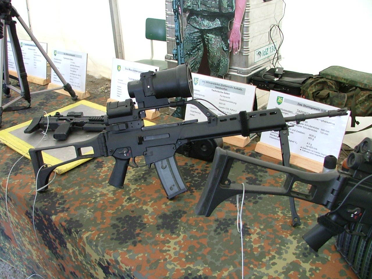 an aku with a m1 - 45 sub - rifle on display