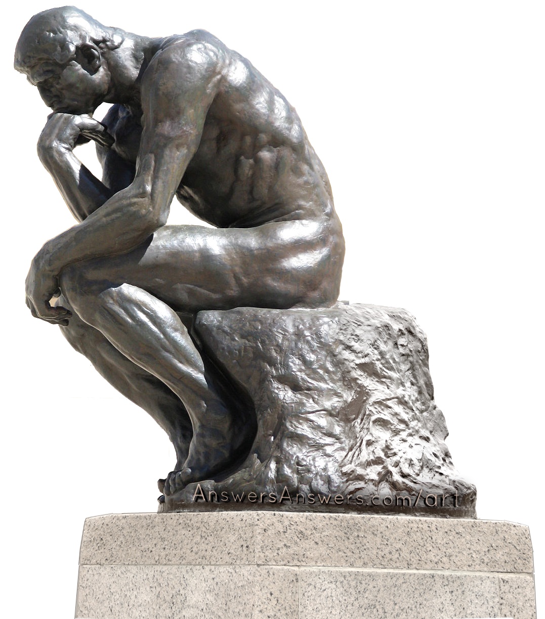 the thinker sculpture is on display at the museum of contemporary art