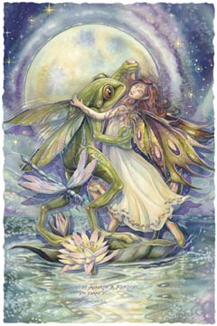 a fairy illustration featuring a man and a woman on a lily flower