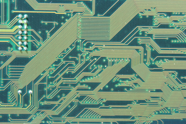 closeup of printed circuit board with ons