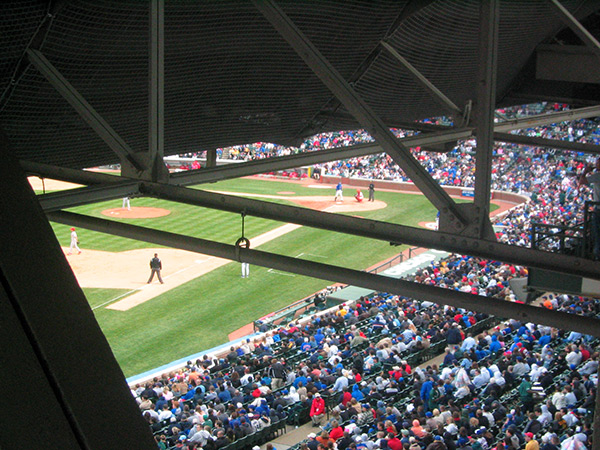 a baseball game is going on in a stadium