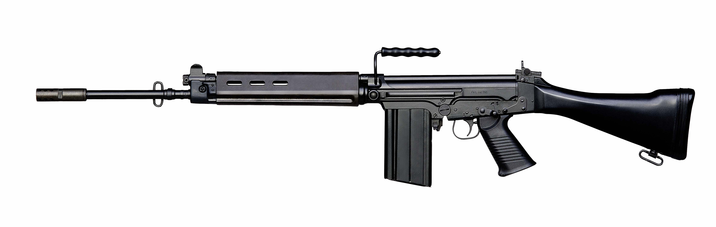 a rifle with black muzzle and no sights
