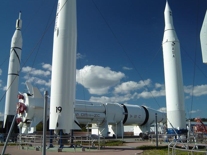 four large jet engines and other items at the launch facility