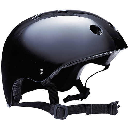 a black motorcycle helmet on the side of a white background