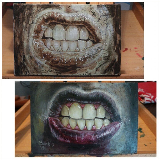 a canvas with some weird teeth on it