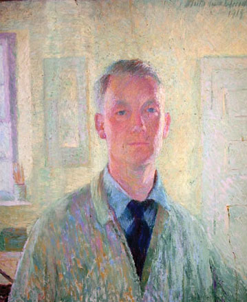a painting of a man in his home