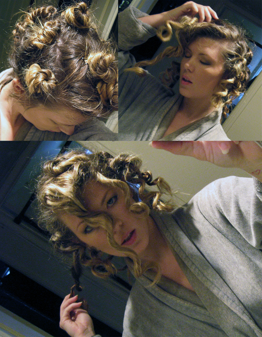 two pictures show a girl brushing her hair