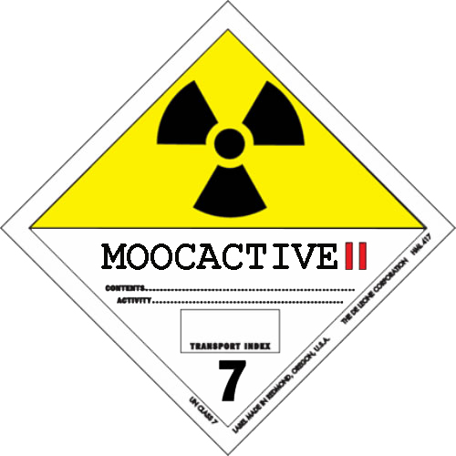 a yellow radioactive hazard sign with the number seven