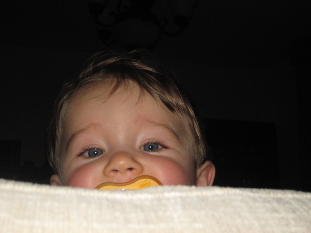 a toddler is chewing on a dummy toy