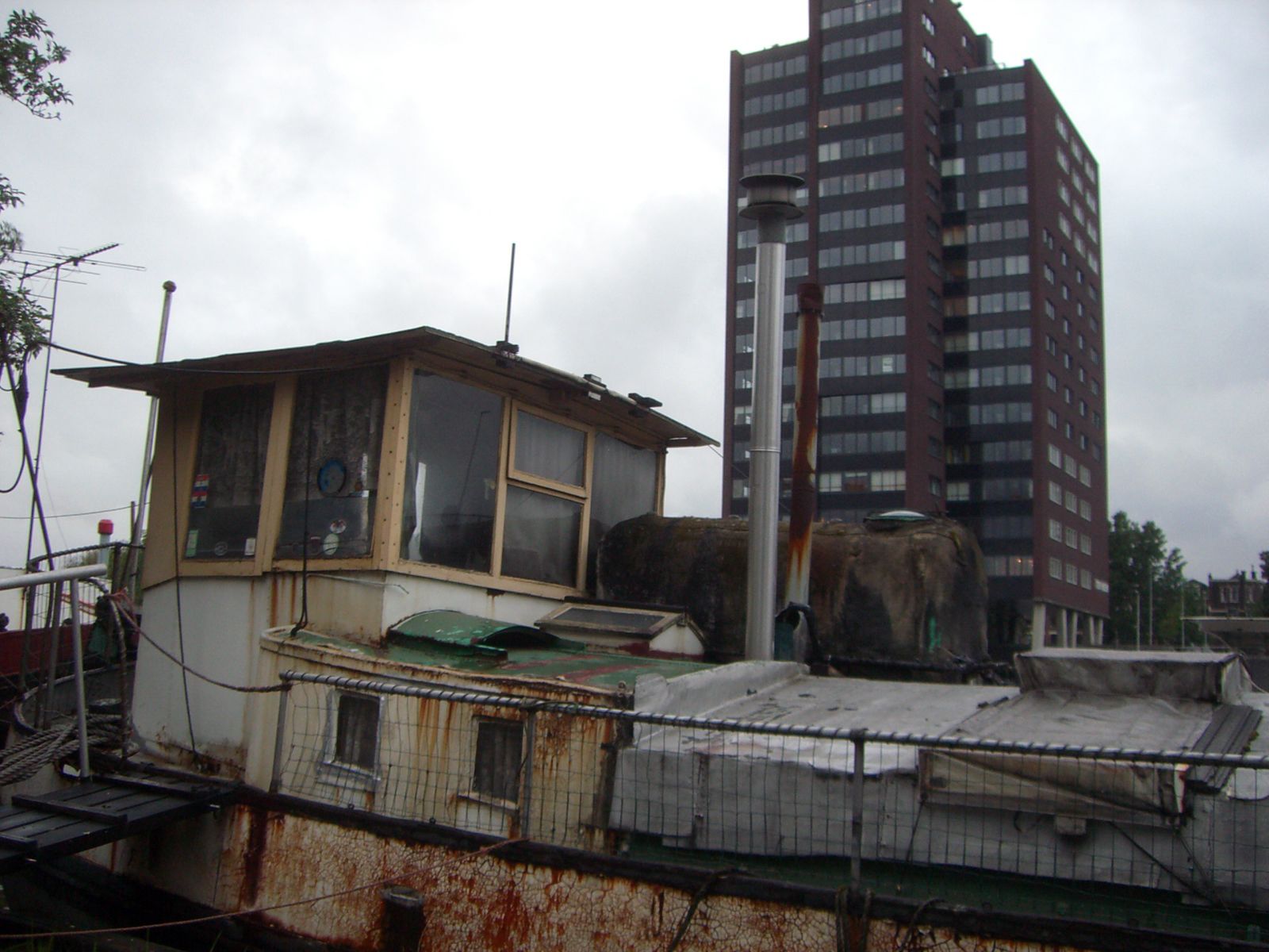 some large buildings are in the distance