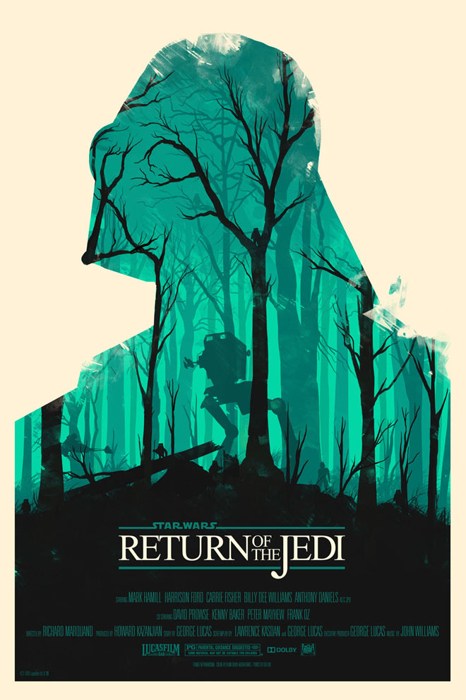 the return of star wars poster shows a silhouette of luke