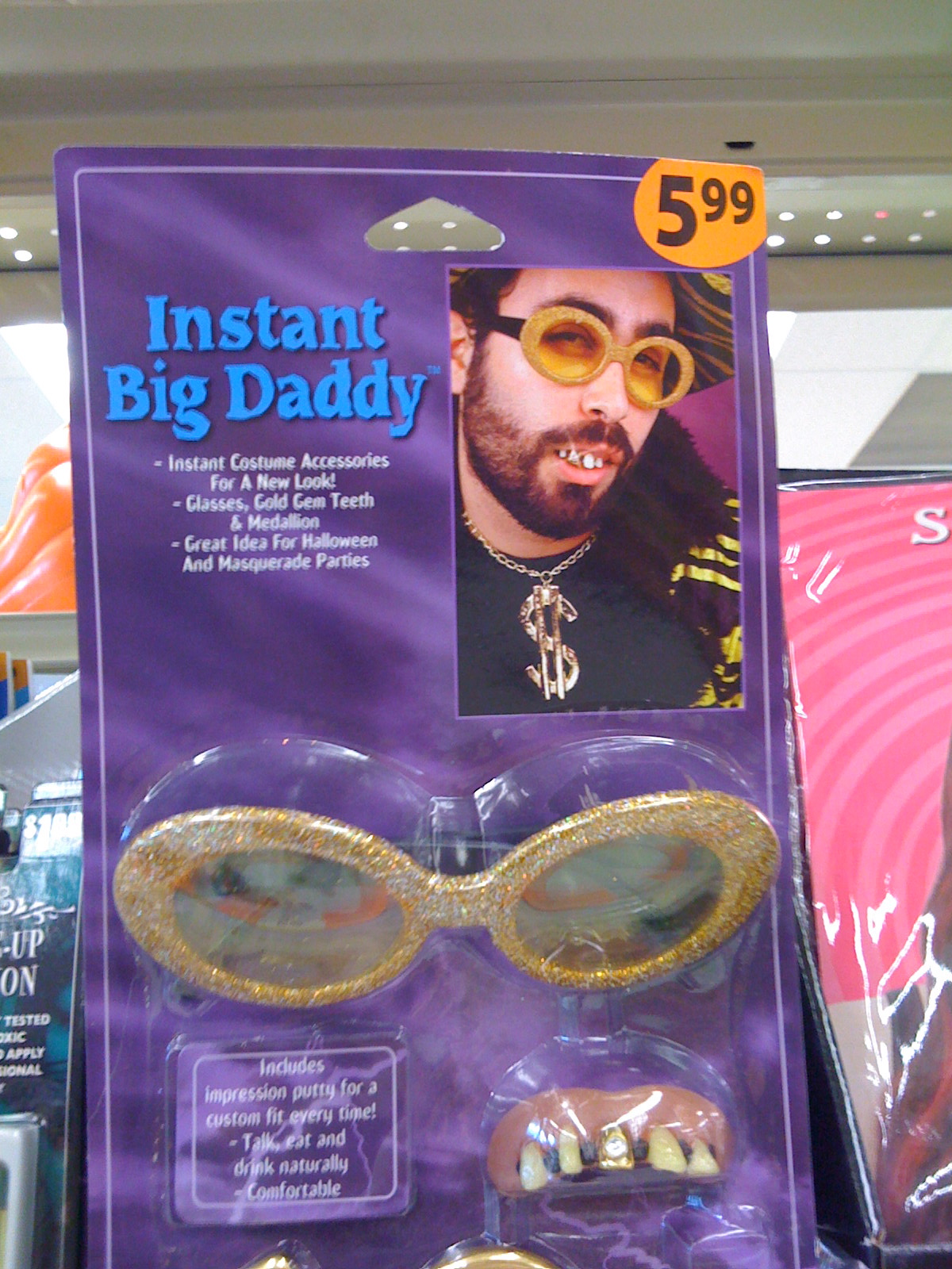 two fake sunglasses on display at an store