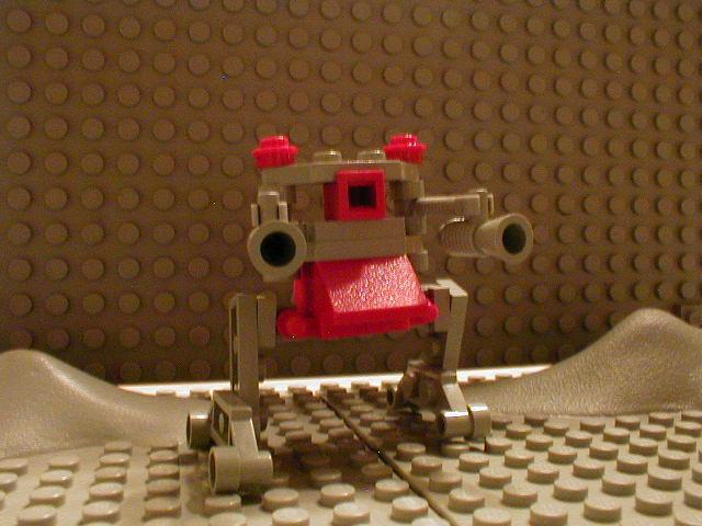 this is a very small red robot made from lego