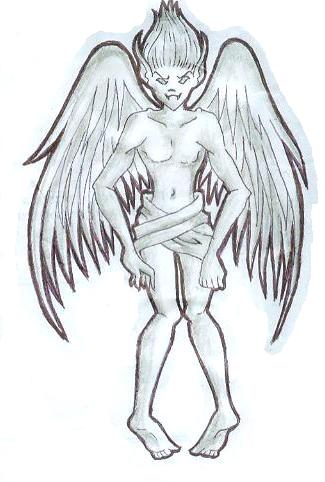a tattoo design of an angel with big wings