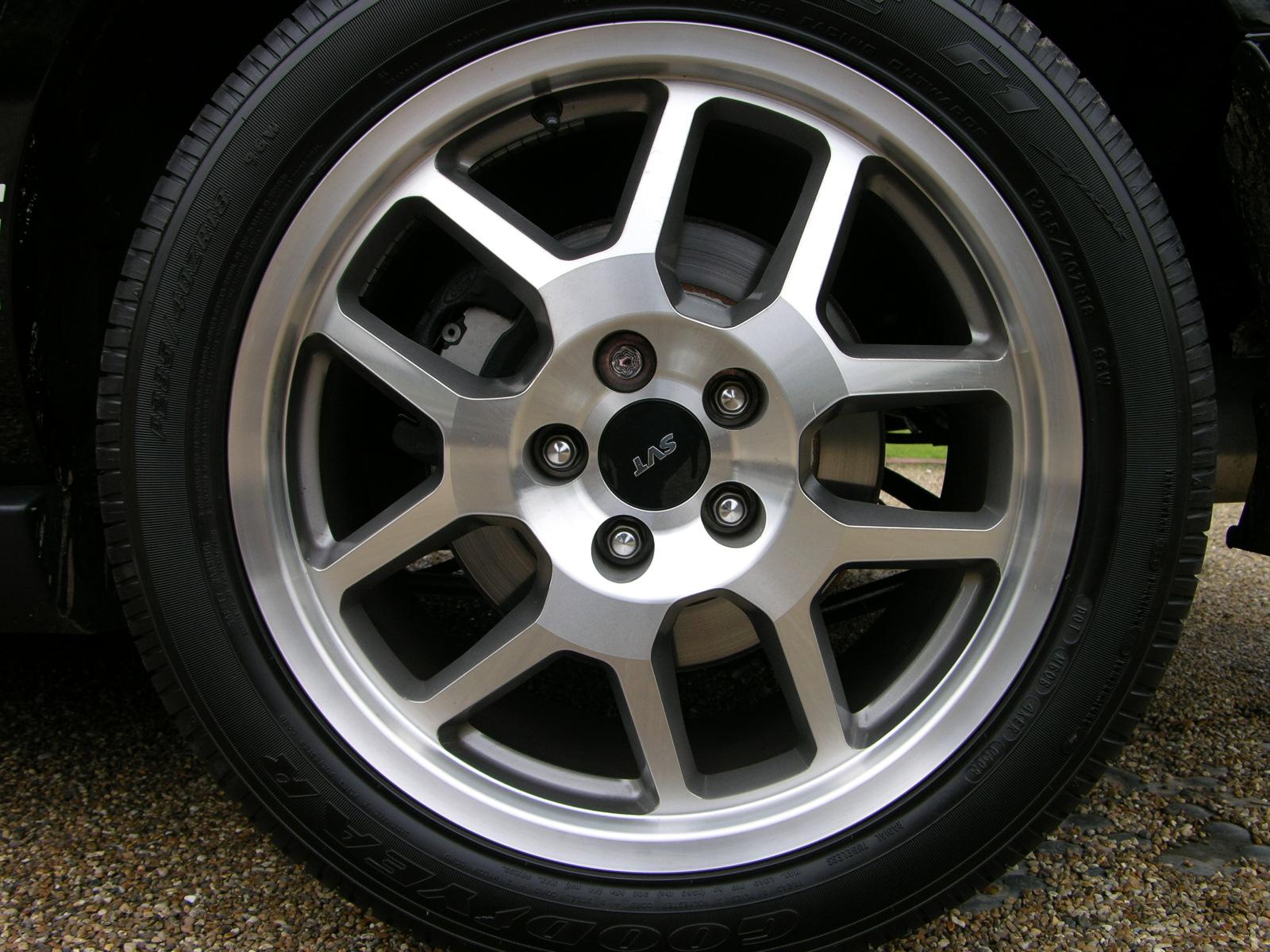 the wheel and tire of a car