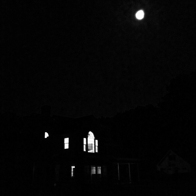 the lights on the house are turned on by the moonlight