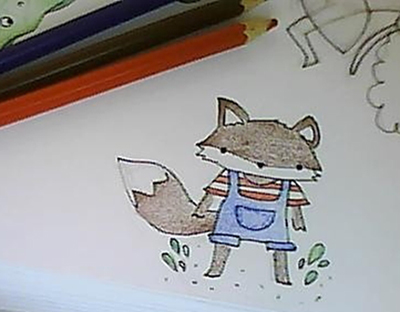 a 's drawing on paper of a fox