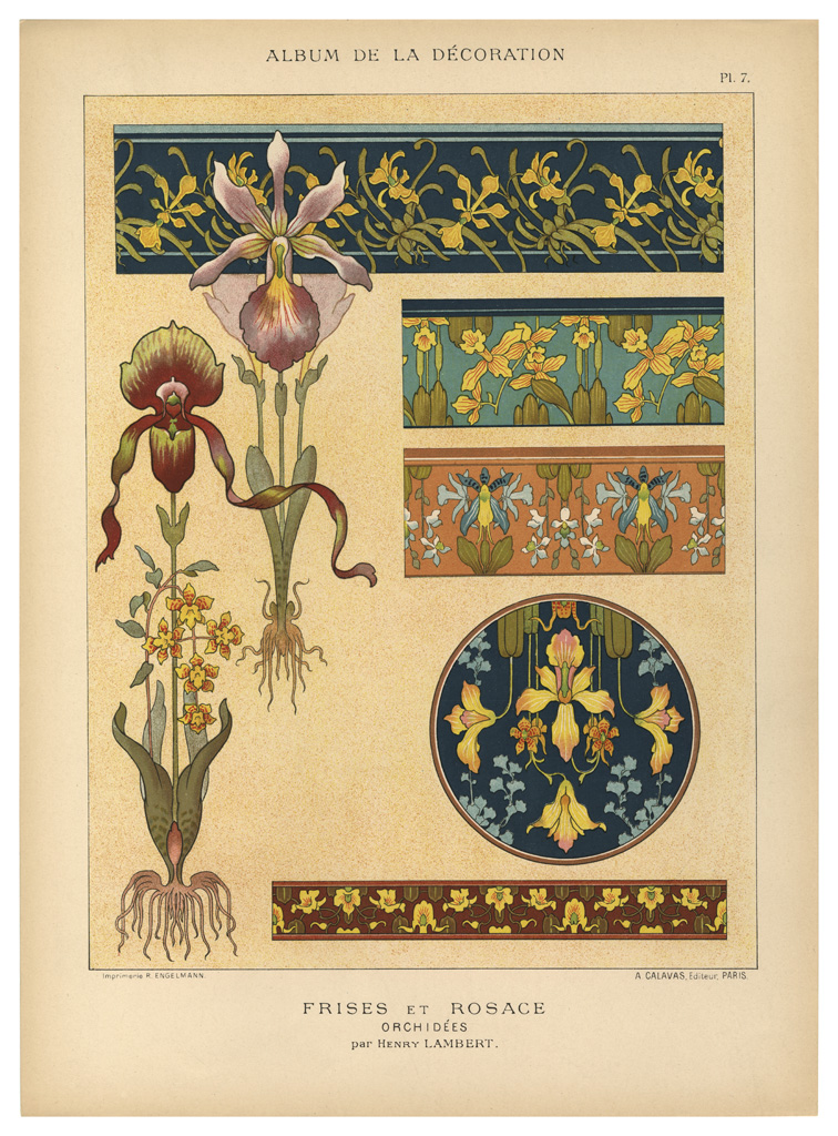 an art print of decorative, artistically designed flower designs