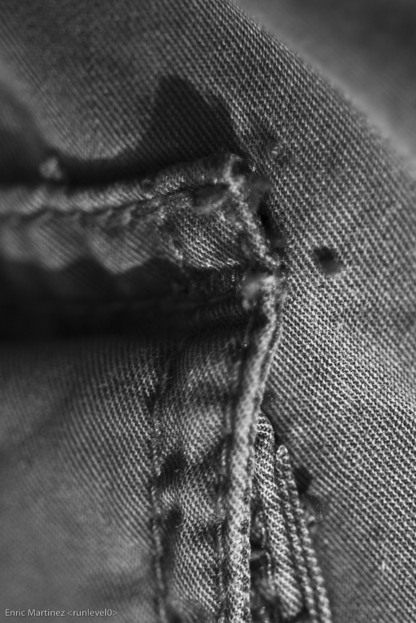 closeup of the jeans and stitches on the fabric