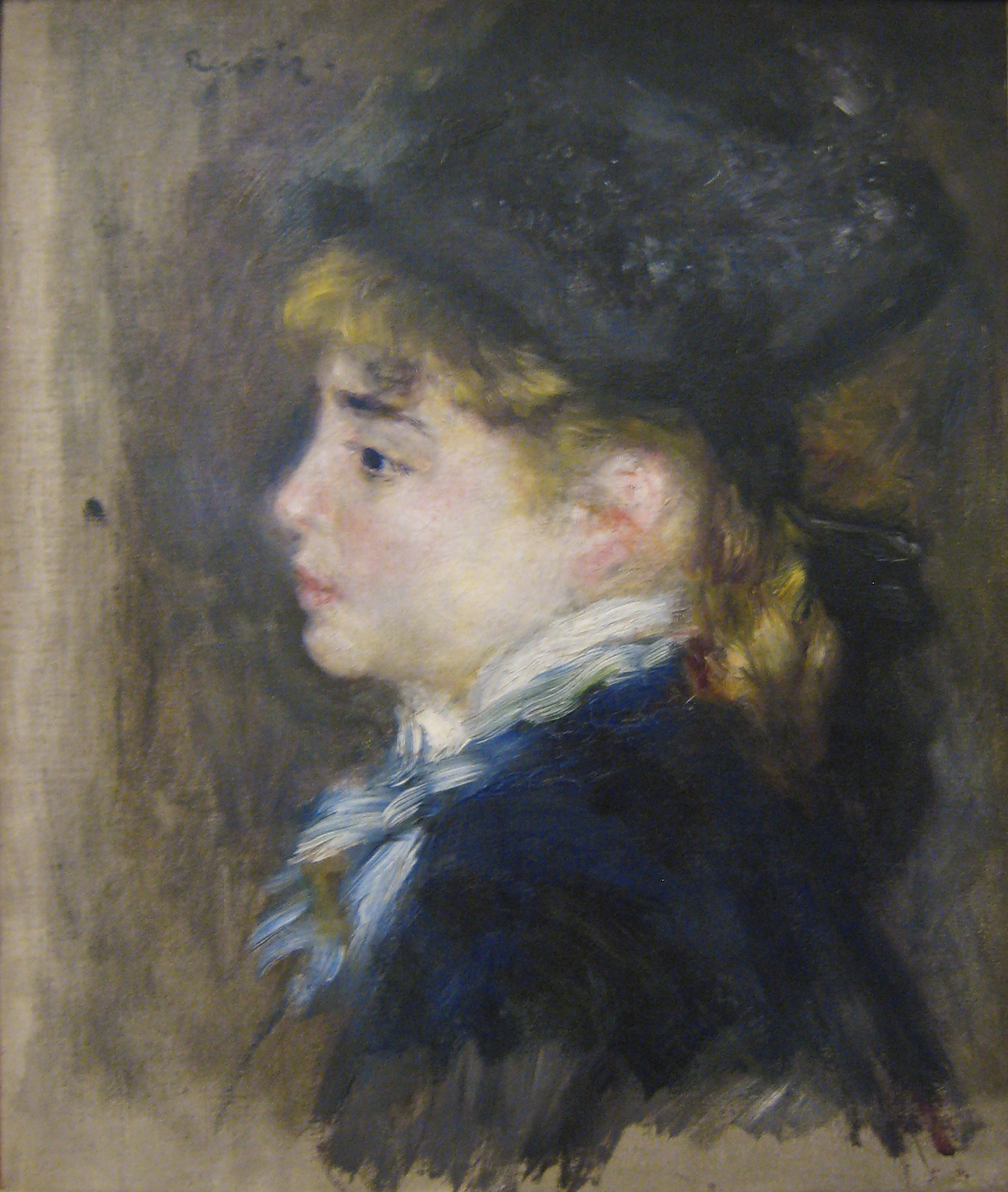 a portrait painting of a young woman