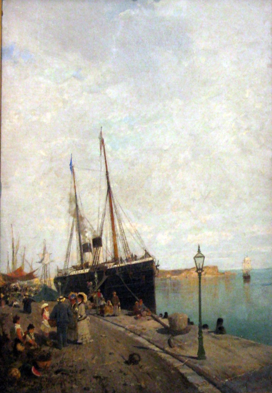 a picture of a harbor with many people