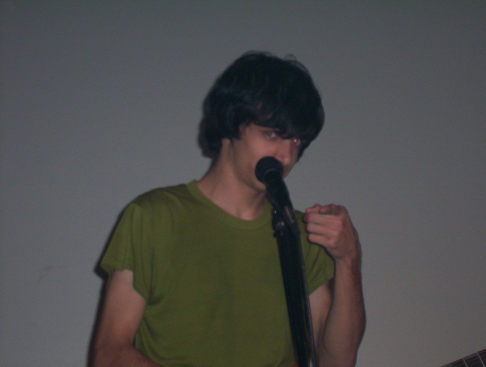 boy singing into a microphone and holding an electric guitar