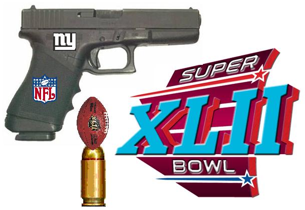 a toy gun next to an nfl logo and the word super bowl xxii
