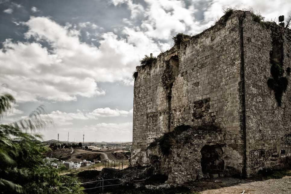 a castle like structure next to trees and sky