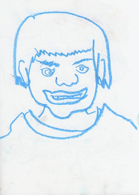 a drawing of a man with a headset has been drawn