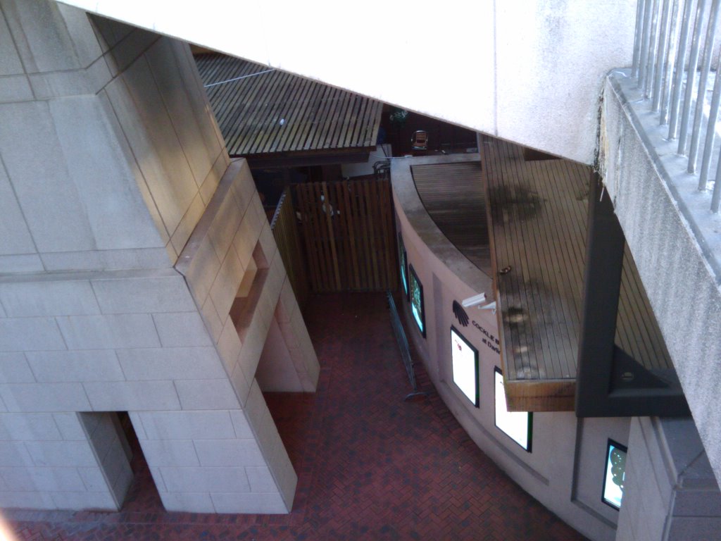 a view from inside of a building of a stairwell