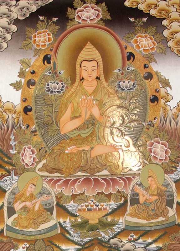 a painting of buddha on the wall with many other things around it