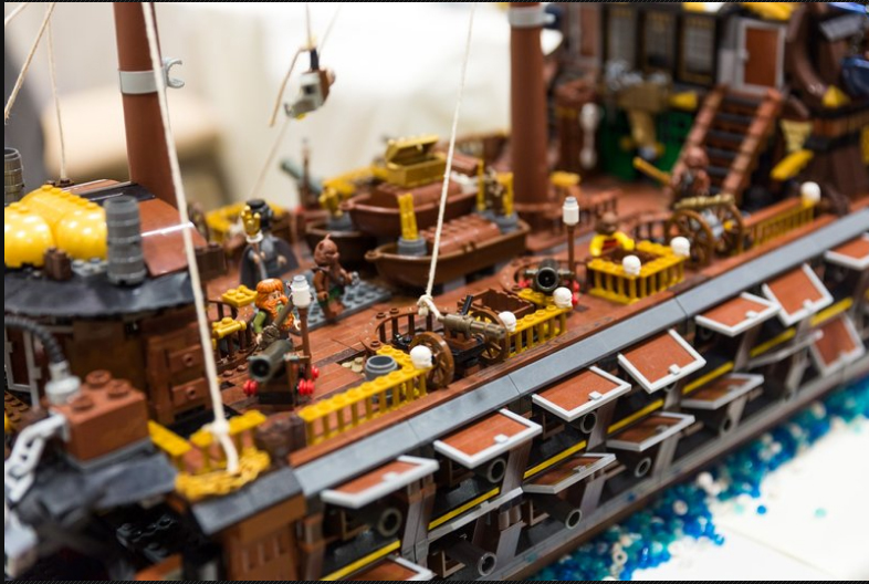 a lego pirate ship made out of legos