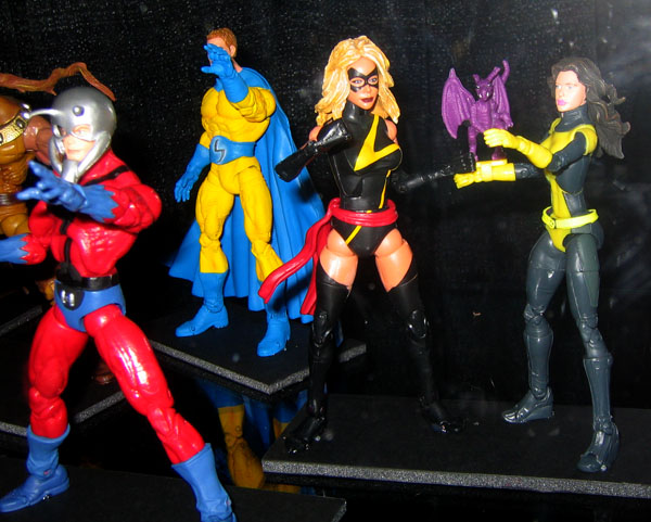 some action figures that are on display in a room