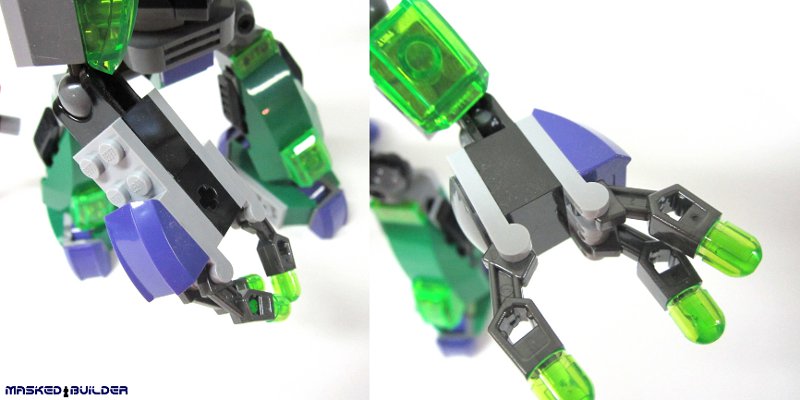 a lego robot that is made to look like it has two fingers