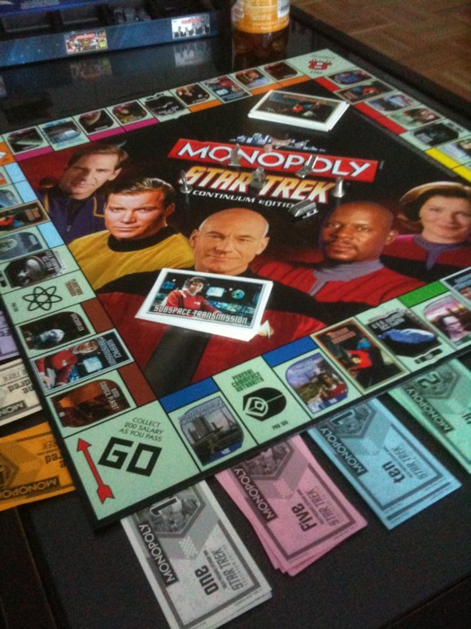 monopoly star trek is displayed on a table