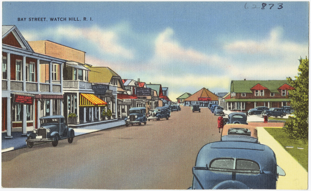 a postcard from the 1940s of a street scene in st petersburg, florida