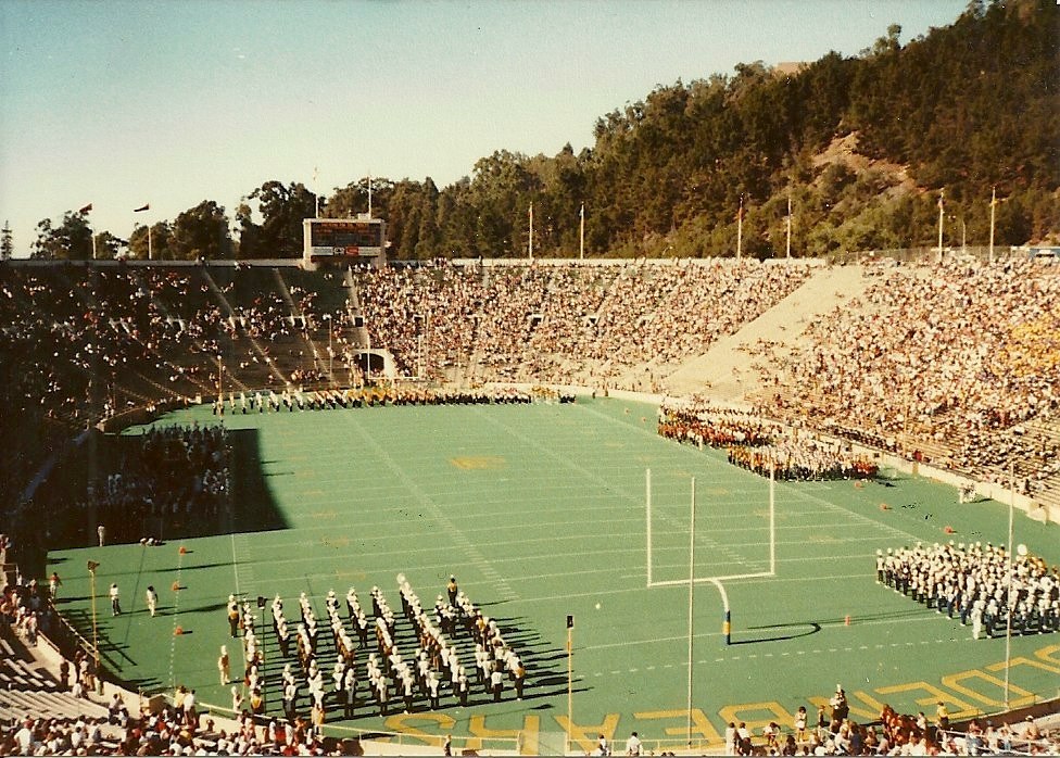 a football stadium full of spectators and players