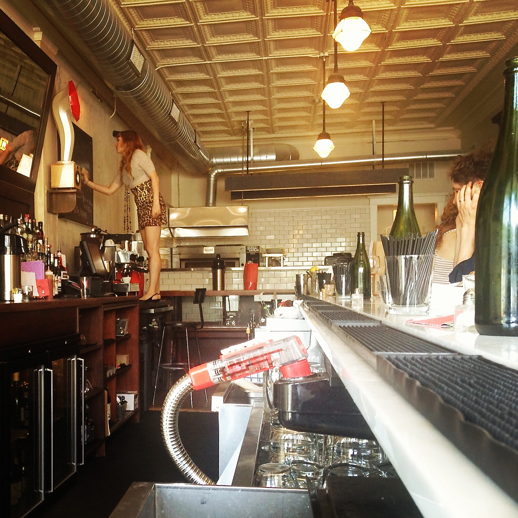 the back bar of a restaurant where the patrons are served